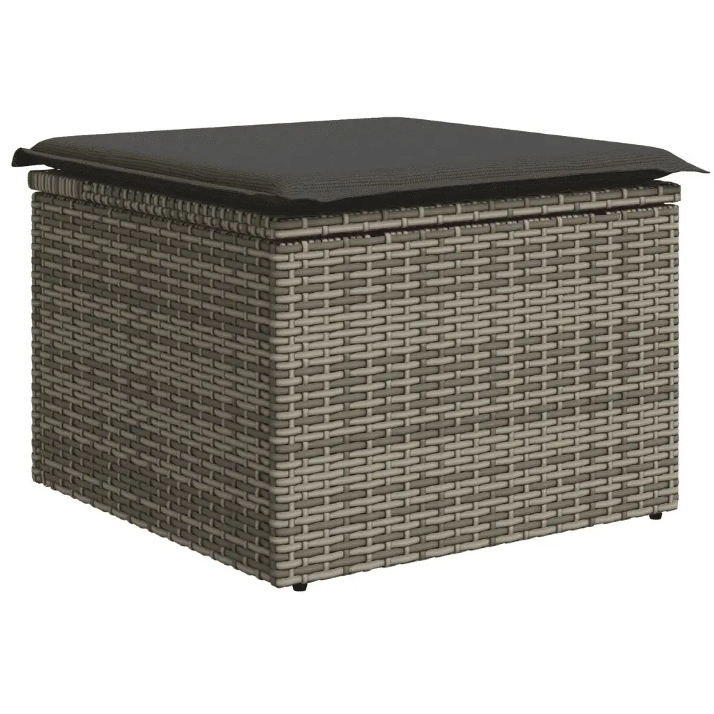Garden Sofa Set 3 Piece Outdoor Furniture Grey Poly Rattan Modular With Storage