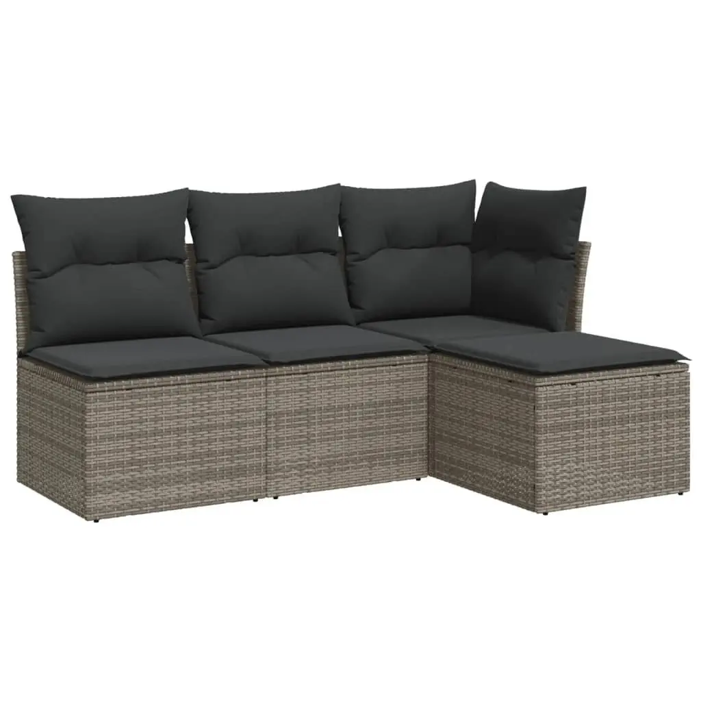 4 Piece Grey Garden Sofa Set