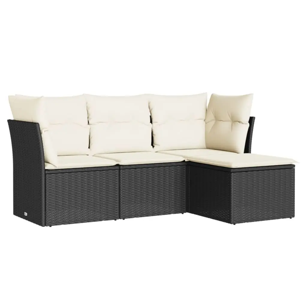 Outdoor Garden Sofa Set Modular Rattan 4 Piece Black