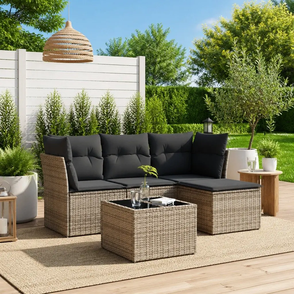 Garden Sofa Set 5 Piece Outdoor Furniture Patio Sectional with Cushions Grey