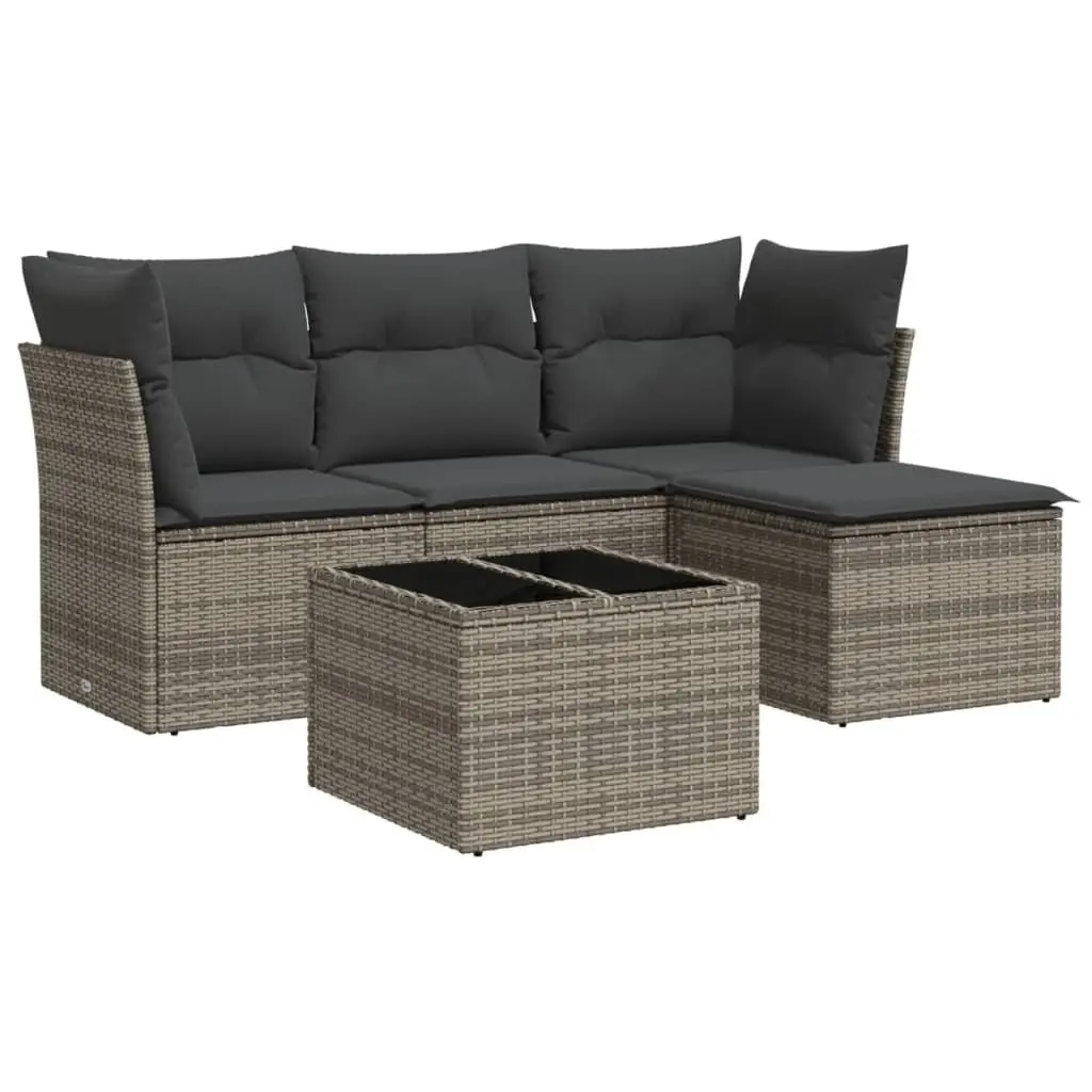 Garden Sofa Set 5 Piece Outdoor Furniture Patio Sectional with Cushions Grey