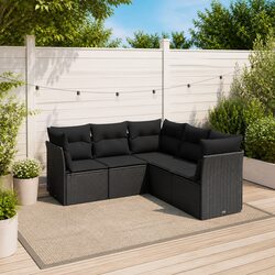 Friendly 5-Piece Black Garden Sofa Set for Your Outdoor Space