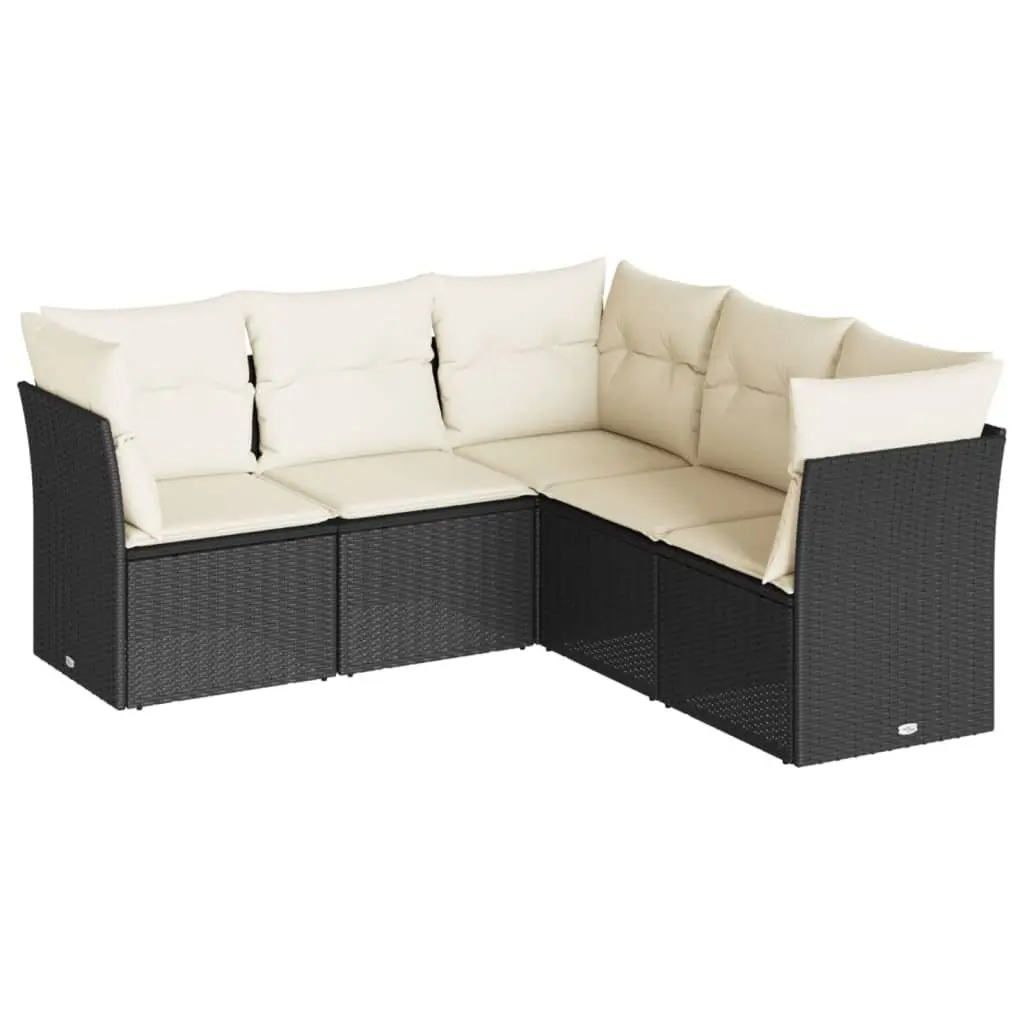 Garden Sofa Set 5 Piece Outdoor Furniture Black Poly Rattan Patio Lounge Modular