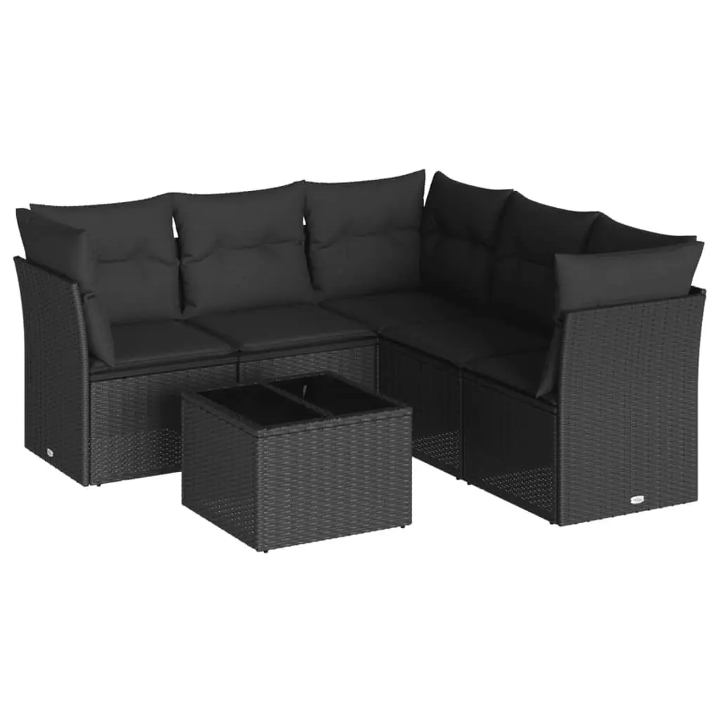 6 Piece Garden Sofa Set Outdoor Patio Furniture with Cushions Storage Black