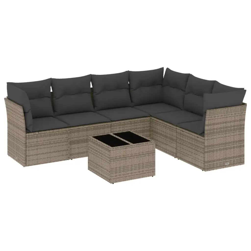 Garden Sofa Set 7 Piece Outdoor Furniture Patio Lounge Grey Poly Rattan Modular