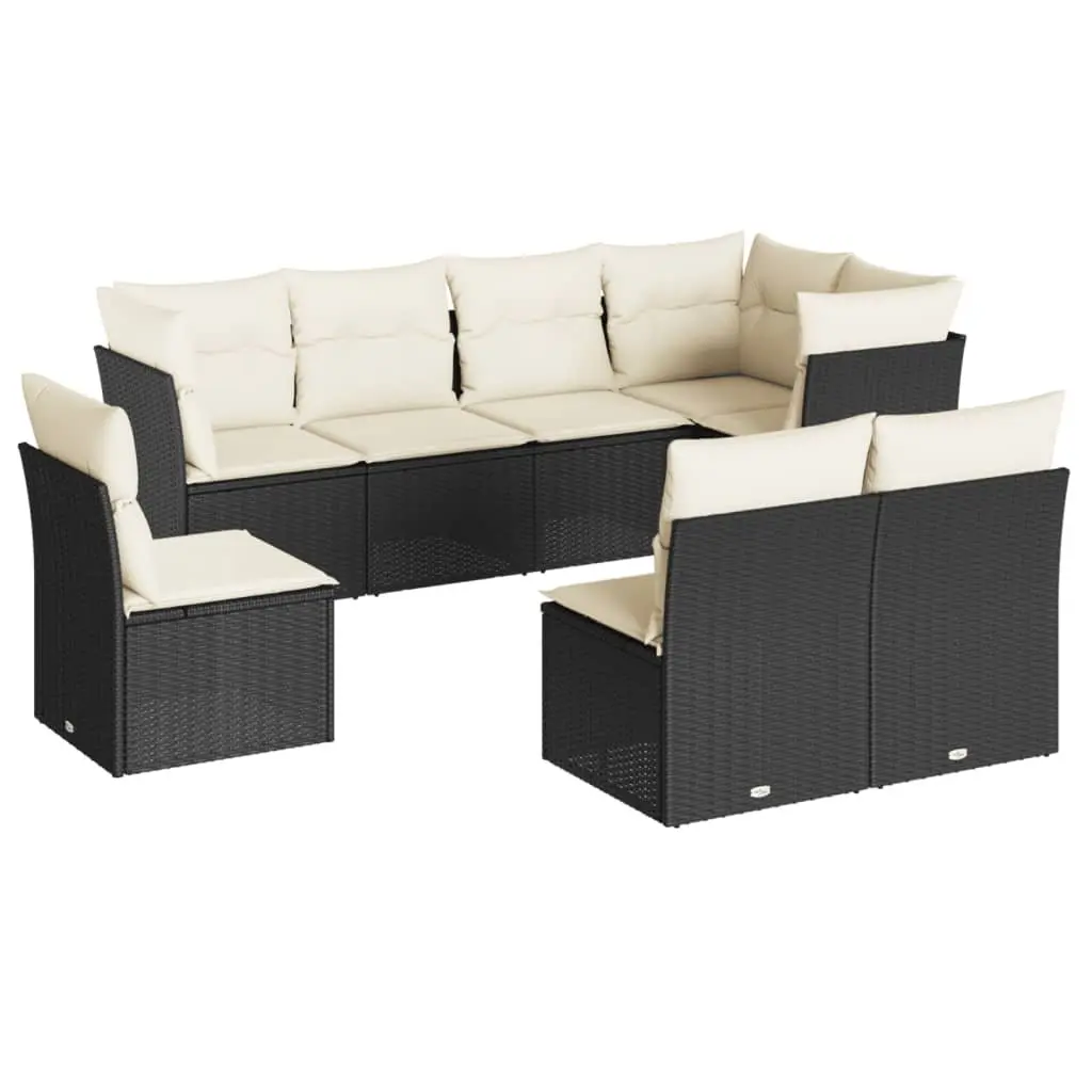Garden Sofa Set 8 Piece Outdoor Furniture Black Poly Rattan Patio Lounge Modular