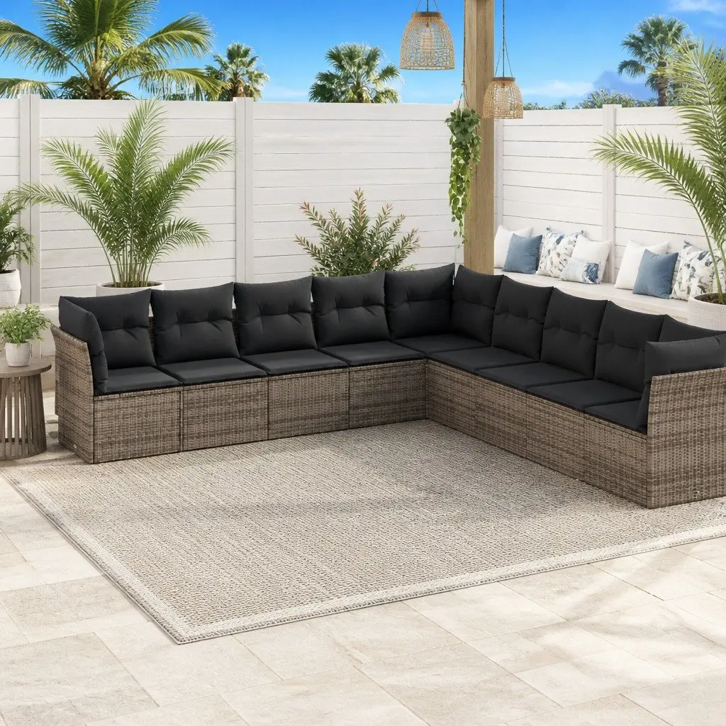Garden Sofa Set 9 Piece Outdoor Furniture Patio Lounge with Storage Cushions