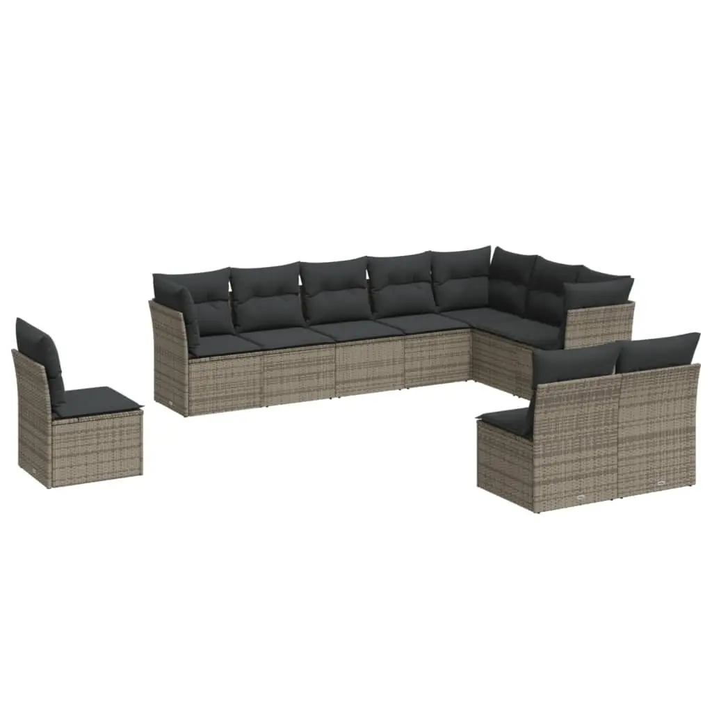 Garden Sofa Set 10 Piece Outdoor Furniture Grey Poly Rattan Modular Patio Lounge