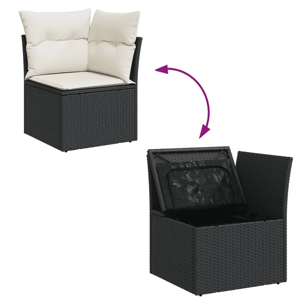 Garden Sofa Set 11 Piece Outdoor Furniture Patio Black Poly Rattan Modular