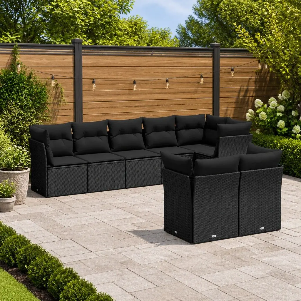 Garden Sofa Set 8 Piece Outdoor Furniture Patio Sectional with Storage Cushions