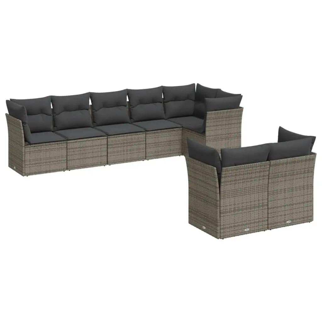 Garden Sofa Set Modular 8 Piece Outdoor Furniture Grey Poly Rattan with Storage