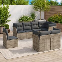 Inviting 8-Piece Grey Outdoor Sofa Set with Storage
