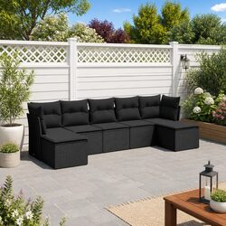 Friendly 7-Piece Outdoor Sofa Set – Black Poly Rattan