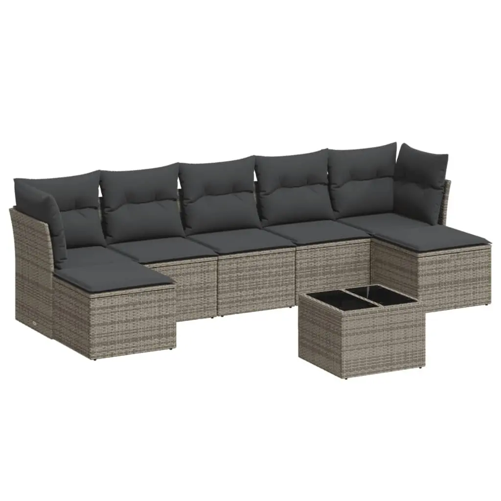 8 Piece Grey Poly Rattan Garden Sofa Set