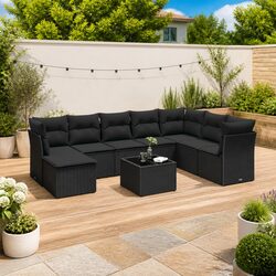 Friendly 9-Piece Modular Garden Sofa Set with Cushions