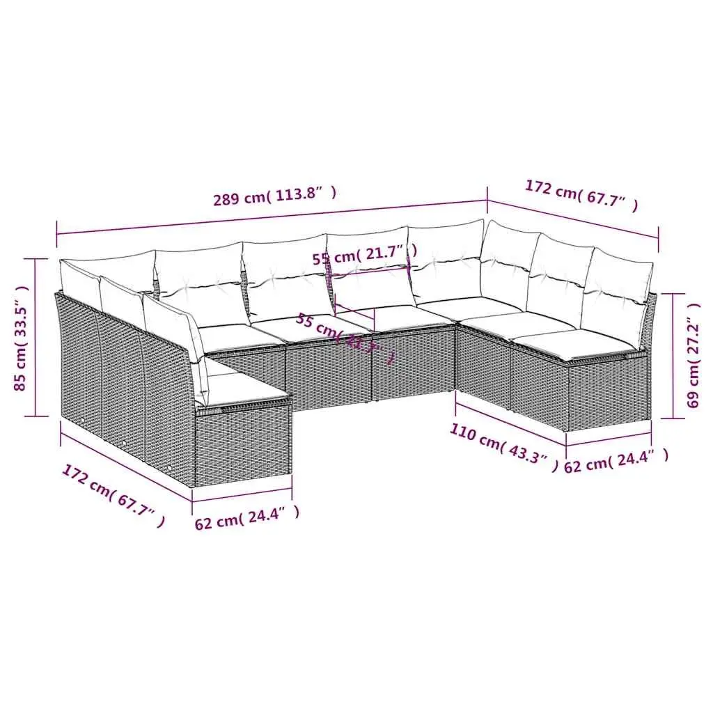 9 Piece Garden Sofa Set