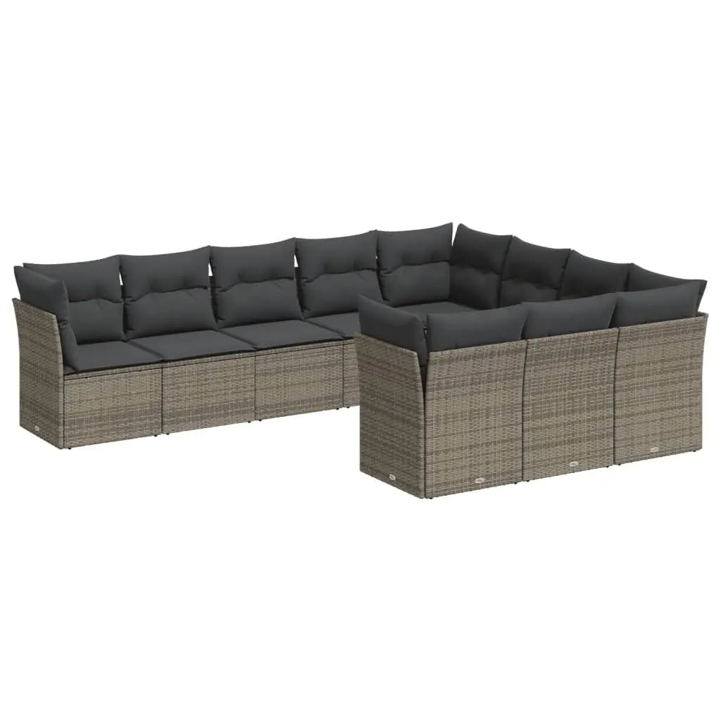 Garden Sofa Set 10 Piece Outdoor Furniture Grey with Storage Cushions