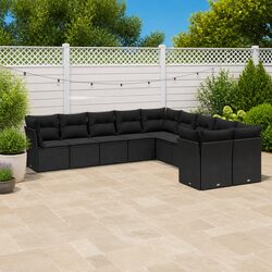 Inviting 10-Piece Black Outdoor Furniture Sofa Set