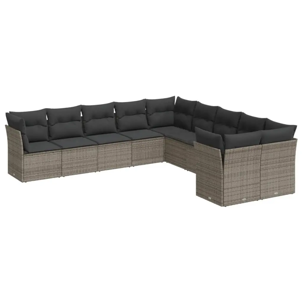 Garden Sofa Set 10 Piece Outdoor Furniture Patio Lounge Grey Poly Rattan Modular
