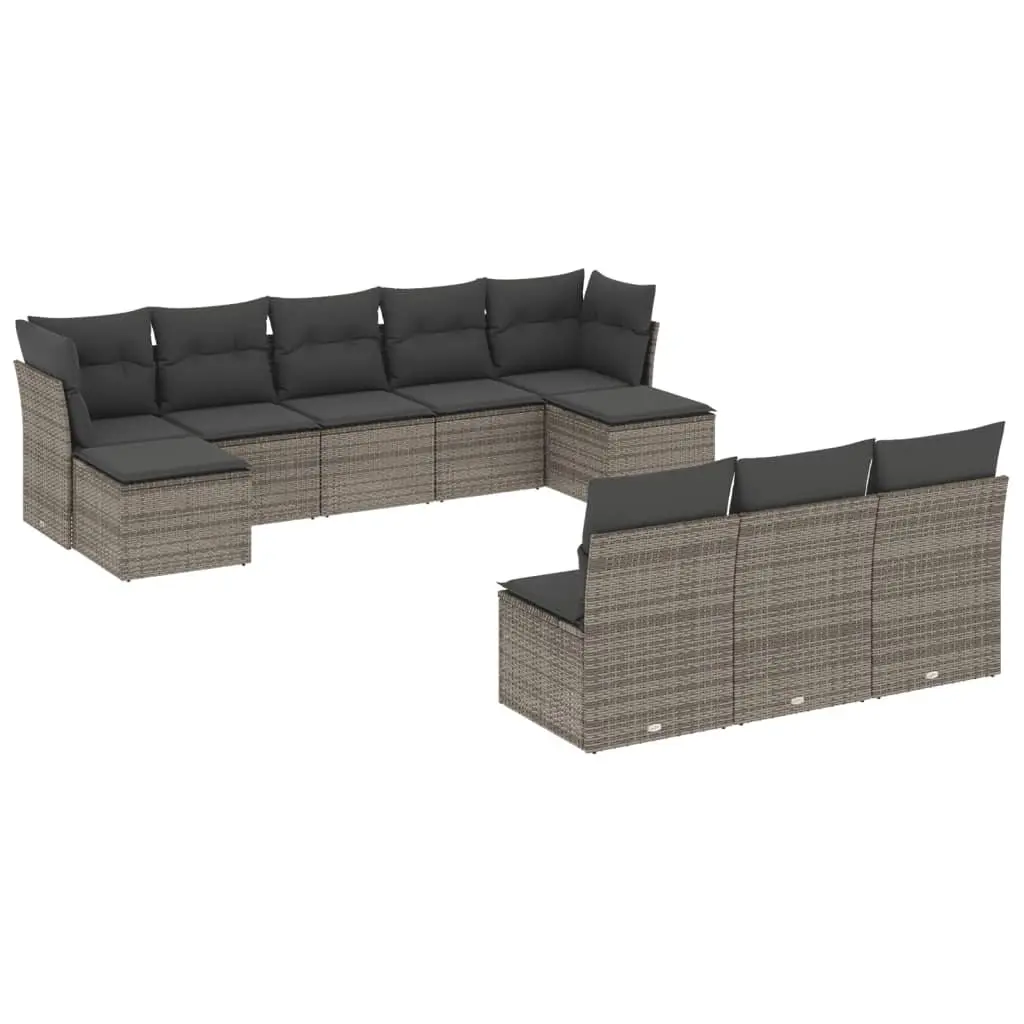 10 Piece Modular Garden Sofa Set Grey PE Rattan Outdoor Furniture Patio Lounge