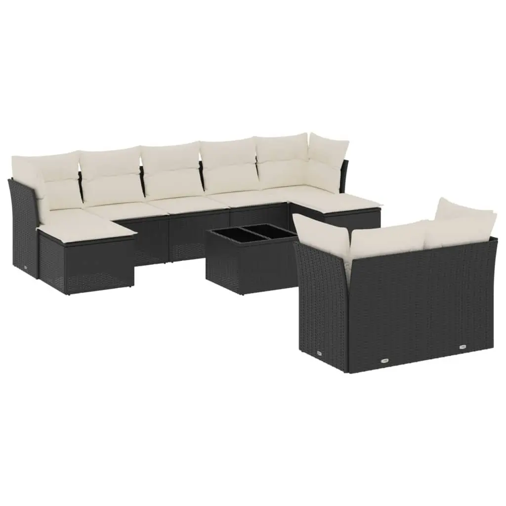 10-Piece Black Outdoor Sofa Set