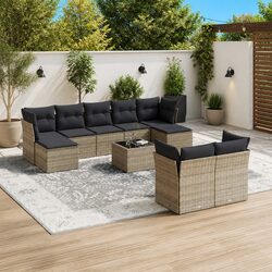 Friendly 10-Piece Grey Outdoor Sofa Set with Storage