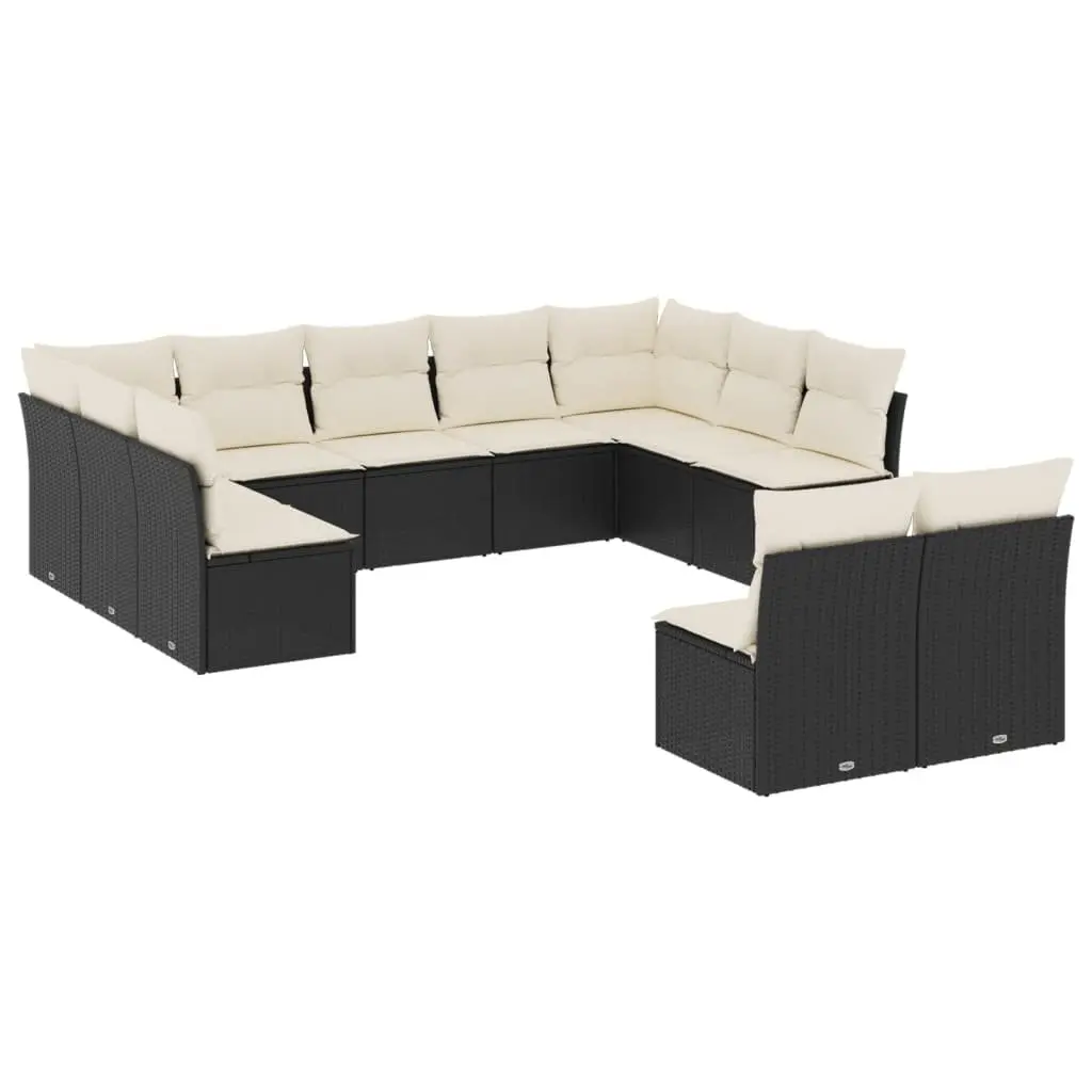 11-Piece Black Rattan Sofa Set