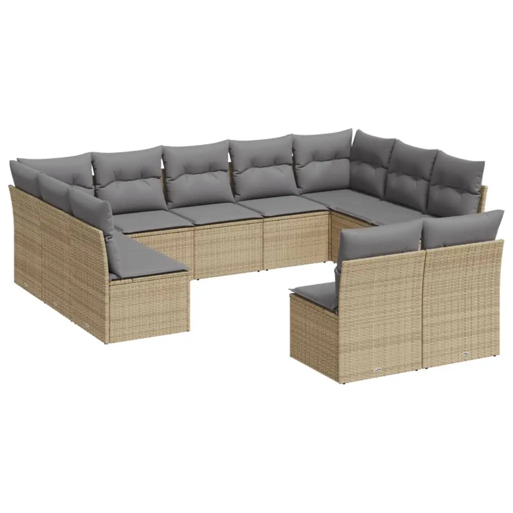 Outdoor Garden Sofa Set 11 Piece Poly Rattan Modular Patio Furniture Beige