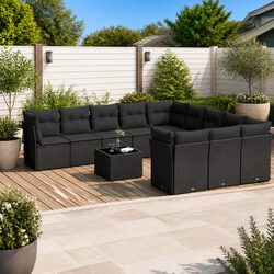 Your Perfect Black Poly Rattan 12-Piece Outdoor Sofa Set