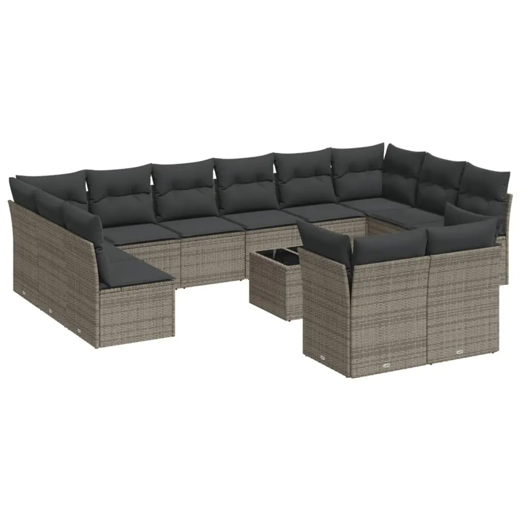 Garden Sofa Set 13 Piece Grey Poly Rattan Outdoor Furniture Patio Seating
