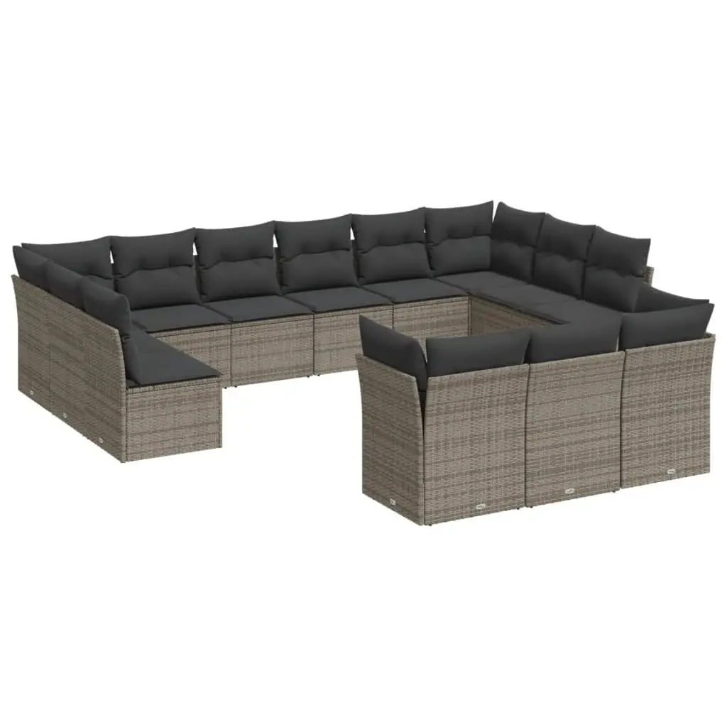 Garden Sofa Set 13 Piece Outdoor Patio Furniture Grey Poly Rattan Modular
