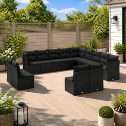 Friendly 13-Piece Black Modular Garden Sofa Set