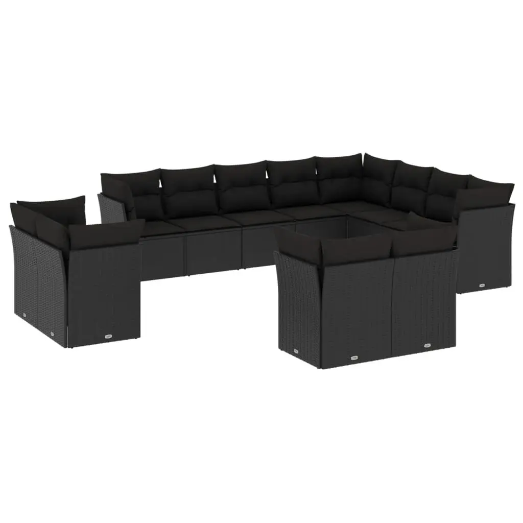 12 Piece Garden Sofa Set Modular Black PE Rattan Outdoor Patio Furniture