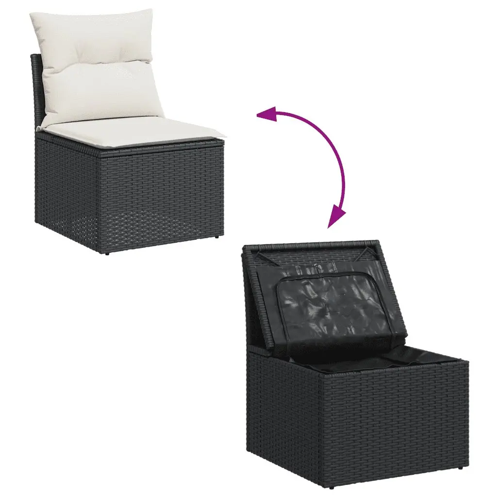 Garden Sofa Set 12 Piece Outdoor Furniture Patio Black Poly Rattan Modular