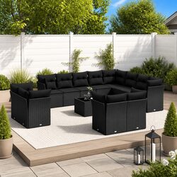 Your New 13-Piece Black Poly Rattan Garden Sofa Set