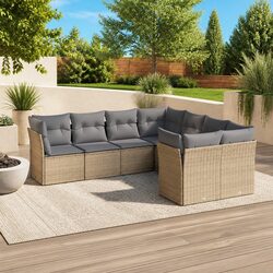 Friendly Outdoor 8 Piece Sofa Set in Beige
