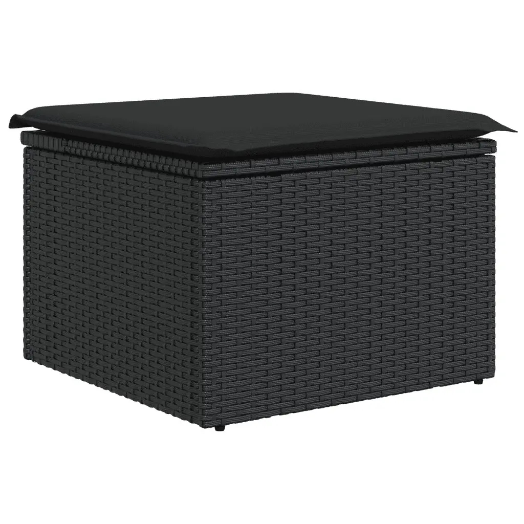 Garden Sofa Set 11 Piece Outdoor Furniture Black Poly Rattan Modular Patio