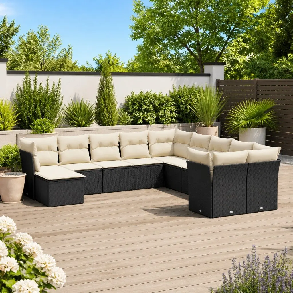 Garden Sofa Set 11 Piece Outdoor Furniture Patio Seating Black Rattan Modular