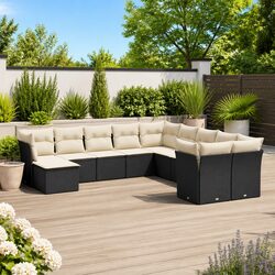 Garden Sofa Set 11 Piece Outdoor Furniture Patio Seating Black Rattan Modular