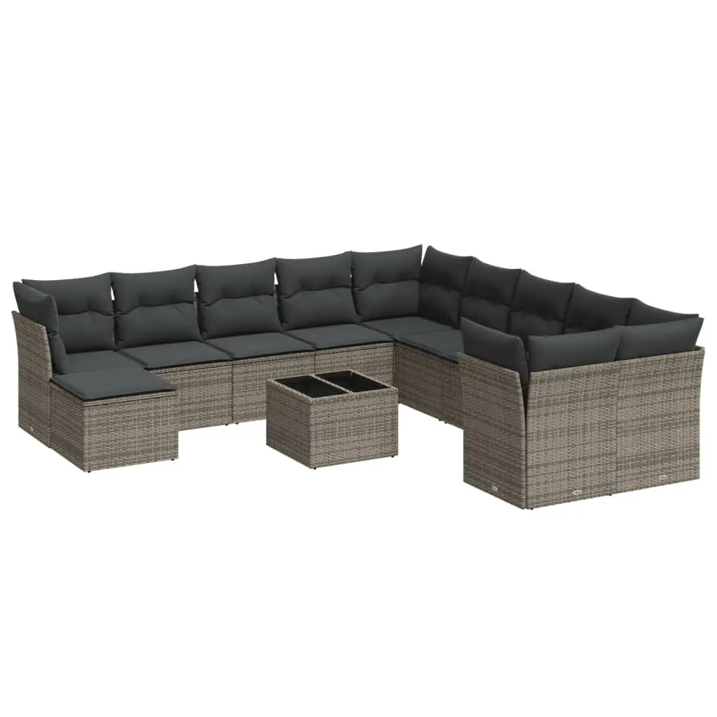 Garden Sofa Set 12 Piece Outdoor Furniture Grey PE Rattan Patio Seating with