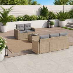 Beige 6 Piece Outdoor Sectional Sofa Set for Your Garden
