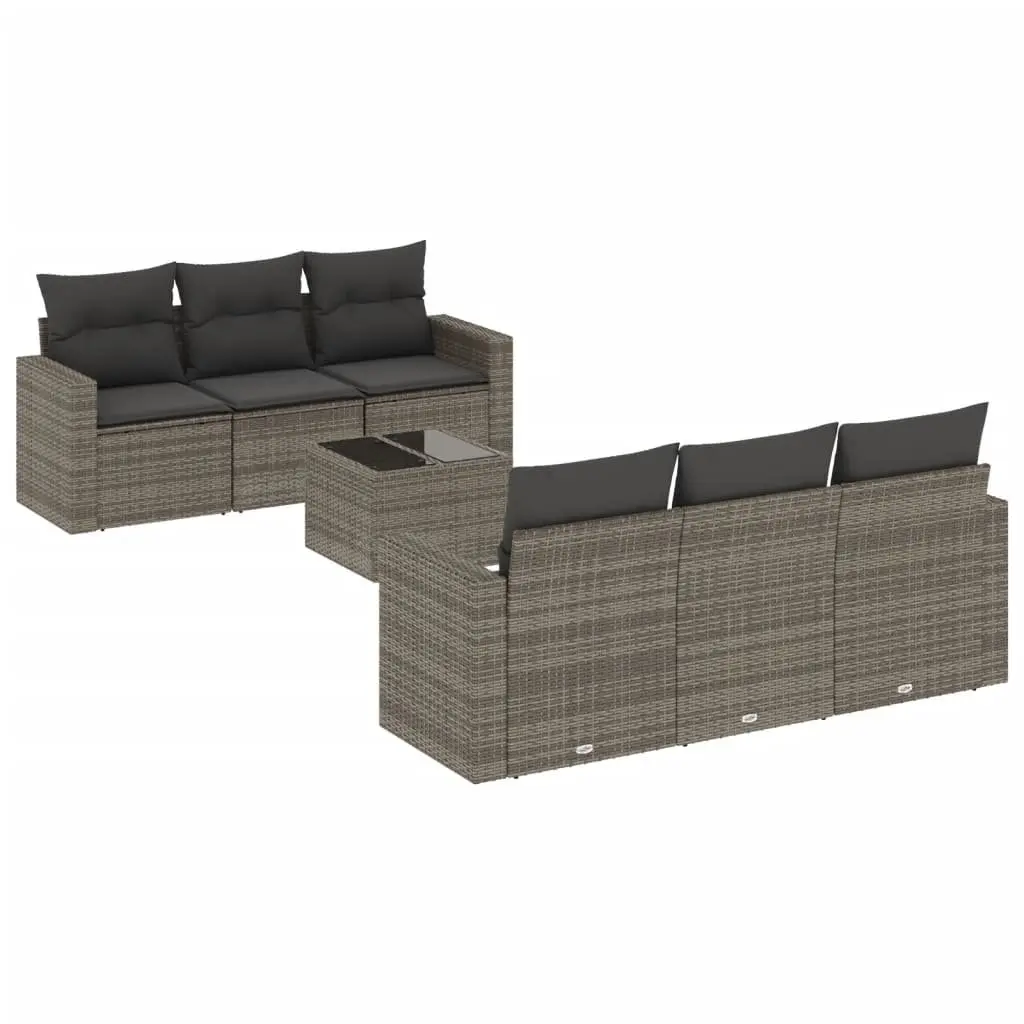 7 Piece Outdoor Garden Sofa Set Grey Sectional with Cushions and Storage Table