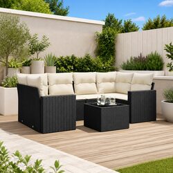 Friendly 7-Piece Black Modular Outdoor Sectional Sofa Set