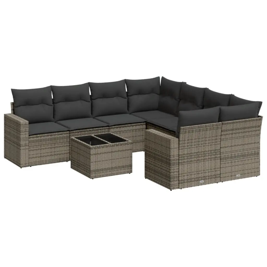 Modular Outdoor Sectional Sofa Set with Storage 9 Piece Grey Garden Seating