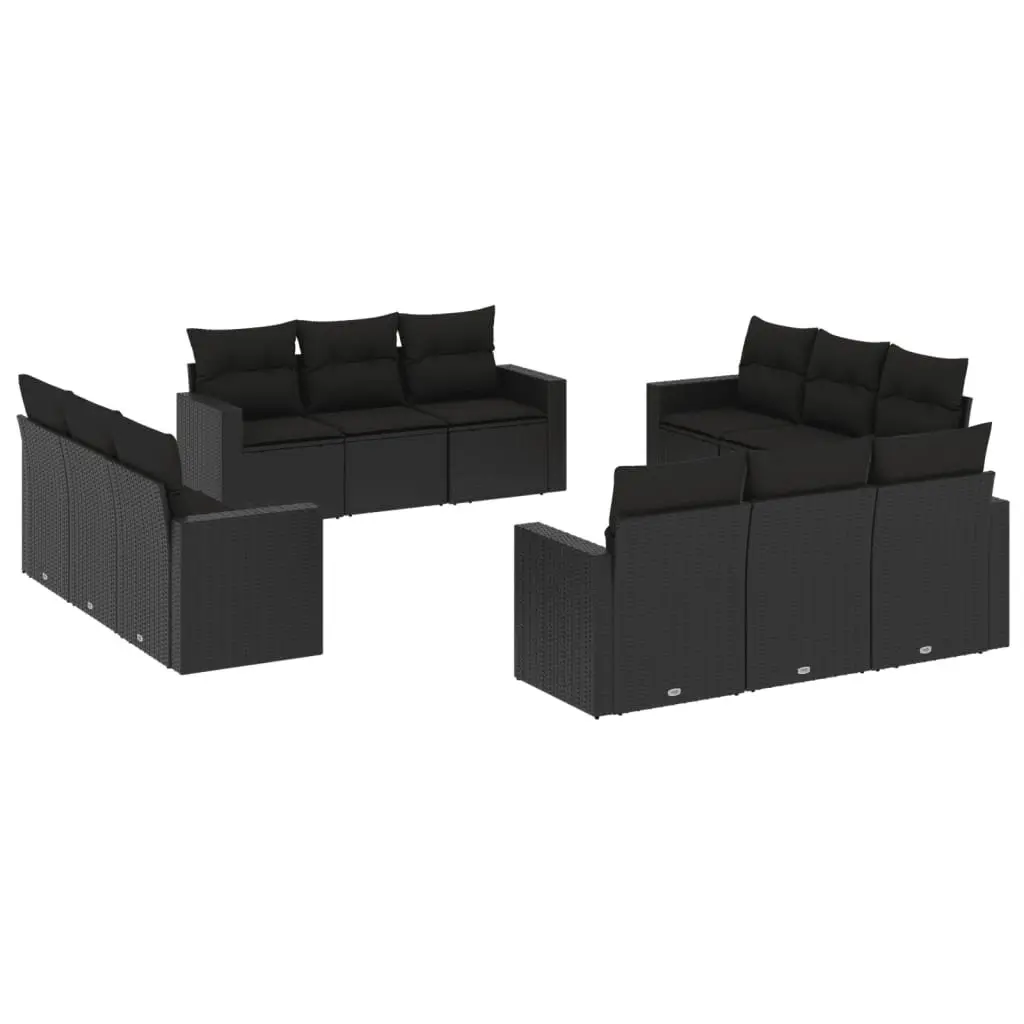 12 Piece Black Poly Rattan Outdoor Set