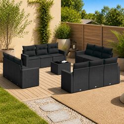 Friendly 13-Piece Black Outdoor Sectional Sofa Set for You