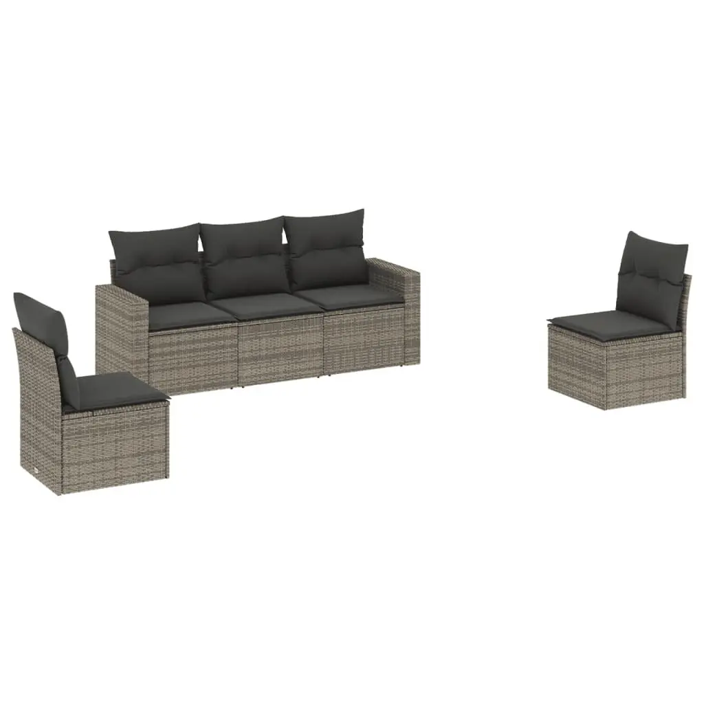 Outdoor Sectional Sofa Set 5 Piece Grey Poly Rattan Garden Furniture Patio