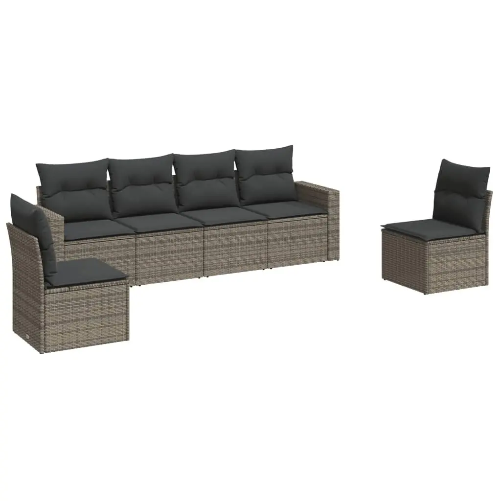 6 Piece Outdoor Sectional Sofa Set Grey Garden Furniture Patio Seating with