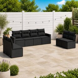 8-Piece Black Rattan Sofa Set for Outdoor Spaces