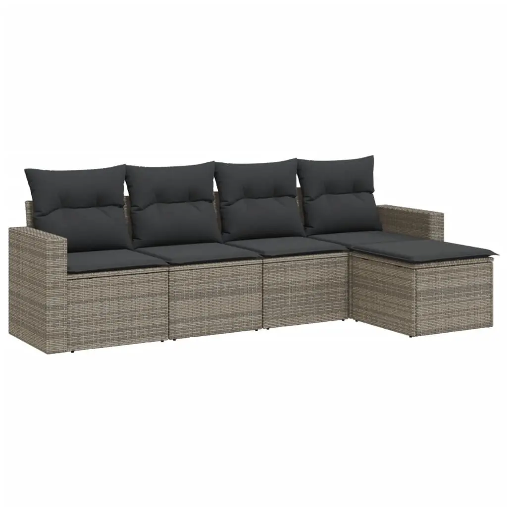 Outdoor Sectional Sofa Set 5 Piece Garden Furniture Grey Poly Rattan with